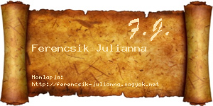 Ferencsik Julianna névjegykártya